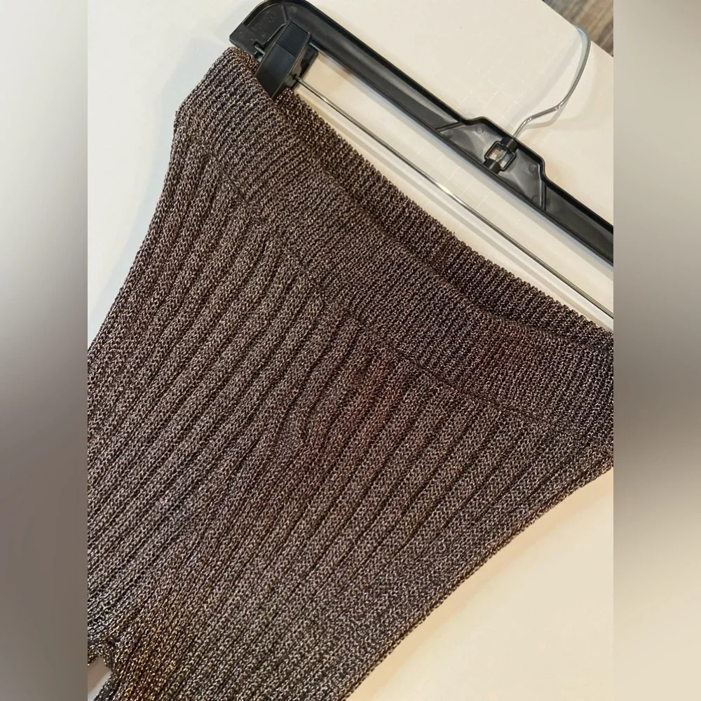 ASOS~NWT~Shiny Metallic Ribbed Knit Leggings~Wide Elastic Waistband~Size 6